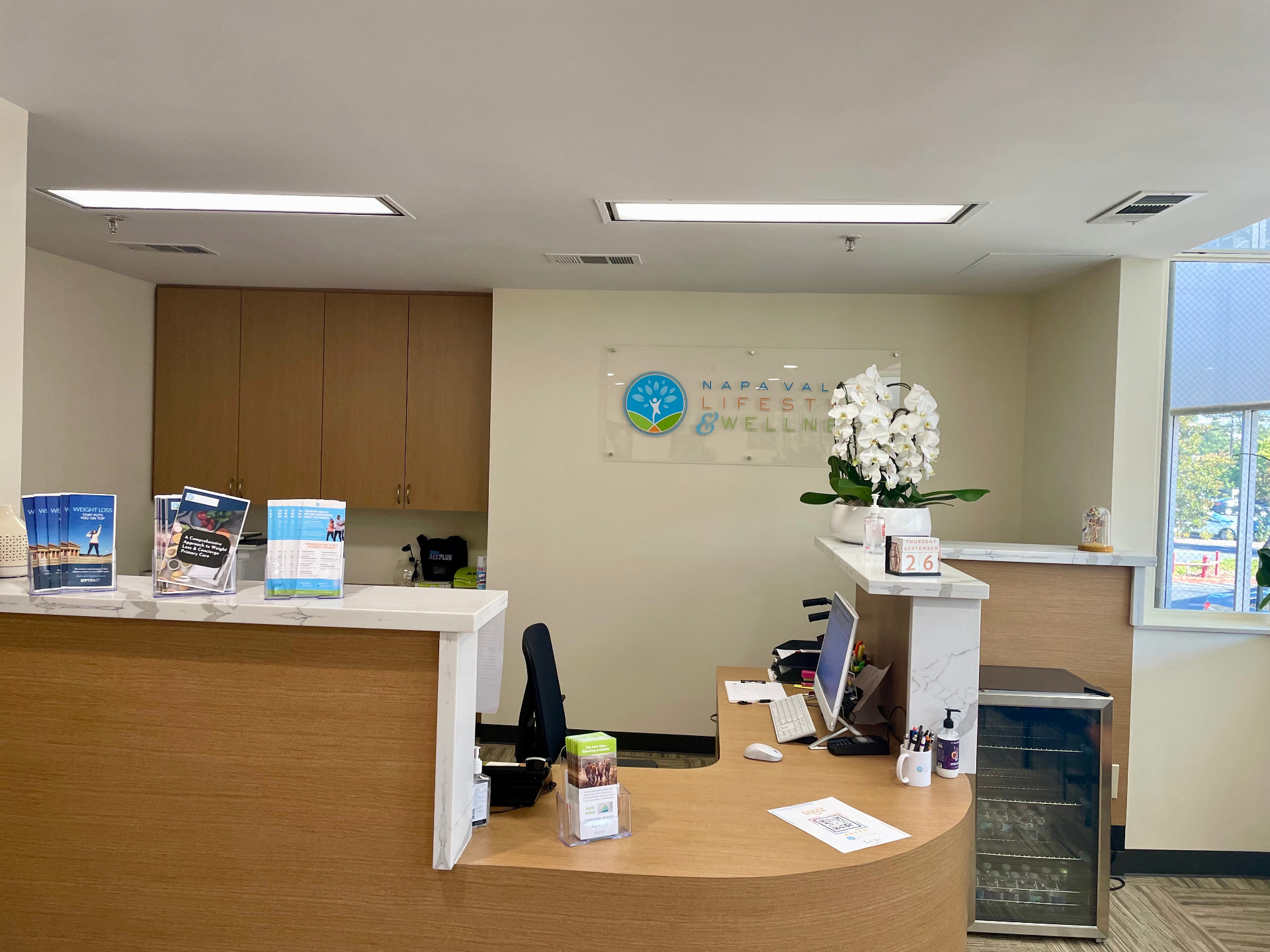 Napa Valley Lifestyle & Wellness reception desk — concierge primary care in Napa